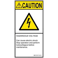 PL警告表示ラベル（ISO準拠）│電気的な危険:感電│IB0101011│注意│Lサイズ│英語（タテ）│6枚 IB0101011LE-1（直送品）