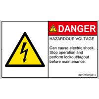 PL警告表示ラベル（ISO準拠）│電気的な危険:感電│IB0101003│危険│Sサイズ│英語（ヨコ）│16枚 IB0101003SE-1（直送品）