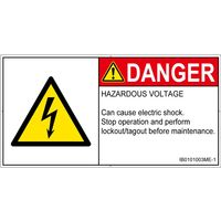 PL警告表示ラベル（ISO準拠）│電気的な危険:感電│IB0101003│危険│Mサイズ│英語（ヨコ）│10枚 IB0101003ME-1（直送品）