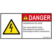 PL警告表示ラベル（ISO準拠）│電気的な危険:感電│IB0101003│危険│Lサイズ│英語（ヨコ）│6枚 IB0101003LE-1（直送品）