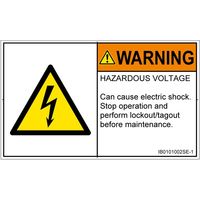 PL警告表示ラベル（ISO準拠）│電気的な危険:感電│IB0101002│警告│Sサイズ│英語（ヨコ）│16枚 IB0101002SE-1（直送品）