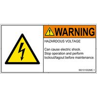 PL警告表示ラベル（ISO準拠）│電気的な危険:感電│IB0101002│警告│Mサイズ│英語（ヨコ）│10枚 IB0101002ME-1（直送品）