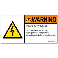 PL警告表示ラベル（ISO準拠）│電気的な危険:感電│IB0101002│警告│Lサイズ│英語（ヨコ）│6枚 IB0101002LE-1（直送品）