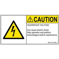 PL警告表示ラベル（ISO準拠）│電気的な危険:感電│IB0101001│注意│Mサイズ│英語（ヨコ）│10枚 IB0101001ME-1（直送品）