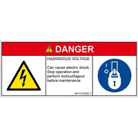 PL警告表示ラベル（ISO準拠）│電気的な危険:感電│IB0101023│危険│Sサイズ│英語（マルチシンボルマーク）│8枚（直送品）