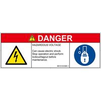 PL警告表示ラベル（ISO準拠）│電気的な危険:感電│IB0101023│危険│Mサイズ│英語（マルチシンボルマーク）│6枚（直送品）