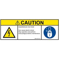 PL警告表示ラベル（ISO準拠）│電気的な危険:感電│IB0101021│注意│Lサイズ│英語（マルチシンボルマーク）│4枚（直送品）