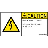 PL警告表示ラベル（ISO準拠）│電気的な危険:感電│IB0107501│注意│Mサイズ│英語（ヨコ）│10枚 IB0107501ME-1（直送品）