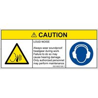 PL警告表示ラベル（ISO準拠）│騒音による危険:突然の騒音│ID0109221│注意│Sサイズ│英語（マルチシンボルマーク）│8枚（直送品）
