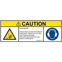 PL警告表示ラベル（ISO準拠）│騒音による危険:突然の騒音│ID0109221│注意│Lサイズ│英語（マルチシンボルマーク）│4枚（直送品）
