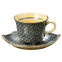 アースモス カップ＆ソーサー 青海波コーヒー碗皿 (2個入) utw-62455676（直送品）