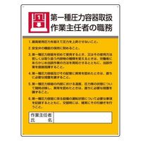 エスコ 600x450mm 職務表示板(第一種圧力容器~) EA983BX-7 1セット(2枚)（直送品）