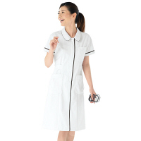 KAZEN ワンピース半袖 （ナースワンピース） 医療白衣 ホワイト×ネイビー M 022-28（直送品）