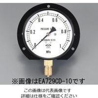 エスコ G 3/8”/100/128mm/0ー1.0MPa つば付圧力計 EA729CE-10 1セット(2個)（直送品）