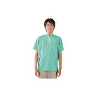 住商モンブラン ジップポロシャツ（男女兼用・半袖） グリーン×白 L 72-426（直送品）
