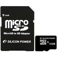 シリコンパワー　ｍｉｃｒｏ　ＳＤＨＣカード　１６ＧＢ　（Ｃｌａｓｓ４）　永久保証　（ＳＤＨＣアダプター付）　SP016GBSTH004V10　1枚（直送品）