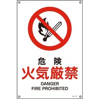日本緑十字社 JIS安全標識（禁止・防火） JA-111L 「危険 火気厳禁」 391111 1セット（5枚）（直送品）