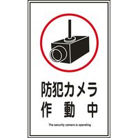 日本緑十字社 短冊型一般標識・サイン標識・ステッカー標識 貼123 「防犯カメラ作動中」 10枚1組 047123（直送品）