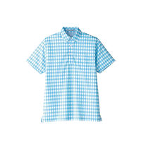 ボンマックス チェックプリントポロシャツ ブルー S FB4523U-7（直送品）