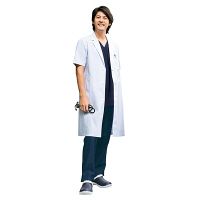 フォーク メンズ診察衣シングル半袖 1532PO-1 ホワイト M ドクターコート 薬局衣 夏の白衣 医療白衣 1枚（直送品）
