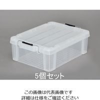 エスコ 525x380x180mm 収納ケース(バックル付/クリア/5個) EA506AB-42B 1ケース(5個)（直送品）