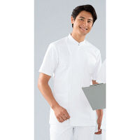 KAZEN メンズ医務衣半袖 （メンズケーシー） 医療白衣 半袖 オフホワイト S 253-10（直送品）