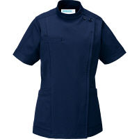 KAZEN レディスジャケット半袖 （ナースジャケット） 医療白衣 ネイビー 4L 263-28（直送品）