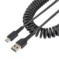 高耐久USB-A - USB-Cケーブル 1m コイル型　R2ACC-1M-USB-CABLE　1個　StarTech.com（直送品）