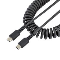 高耐久USB-C ケーブル 1m コイル(伸縮)型/アラミド繊維補強/オス-オス/USB2.0 A-C R2CCC-1M-USB-CABLE