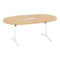 【組立設置込】コクヨ ビエナ 会議テーブル 楕円形 T字脚 キャスター 配線付 天板Ｗ1800×D900×高さ720mm