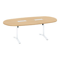 【組立設置込】コクヨ ビエナ 会議テーブル 楕円形T字脚 キャスター 配線付 天板Ｗ2100×D1050×高さ720mm