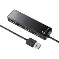 サンワサプライ HDD接続対応・面ファスナー付4ポートUSB2.0ハブ（ブラック） USB-HTV410BKN2 1個