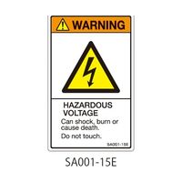 セフティデンキ SAシリーズ ISO警告ラベル 縦型 英文 電圧注意 SA001-15E 1式(25枚) 63-5604-95（直送品）