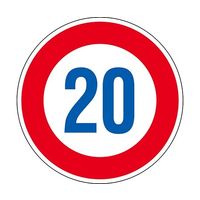日本緑十字社 道路標識（構内用） 制限速度20キロ 道路323-20K（AL） 反射タイプ アルミ製 133673 63-4165-14（直送品）