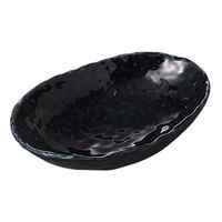 みやび街道 変形盛皿 黒瑠璃四ツ足楕円鉢 (4個入) mkd-34503273（直送品）