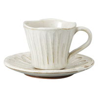 みやび街道 カップ＆ソーサー 粉引削ギコーヒー碗皿 (2個入) mkd-77569343（直送品）