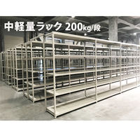 【車上渡し】フジテックス　中軽量ラック 200kg/段 900*600*2100 5段 単体 ライトグレー　1台（直送品）