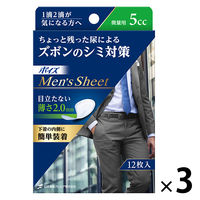 ポイズ メンズシート ズボンのシミ対策 1滴2滴が気になる方 5cc 微量 19cm 3パック (12枚×3個) 日本製紙クレシア