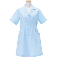 KAZEN レディース診察衣（ハーフ丈） 医療白衣 薬局衣 半袖 サックス シングル M 261HS-91（直送品）