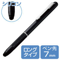タッチペン スタイラスペン シリコン ロングタイプ アルミ素材 クリップ付 ブラック P-TPALBK エレコム 1個（直送品）