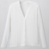 D-PHASE（ディーフェイズ） 綿混透かし編カーディガン 女性用 長袖 ホワイト L D1009（直送品）