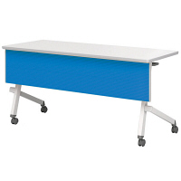 アイリスチトセ　フラップテーブル　平行スタックタイプ　カラー幕板付 ブルー　幅1500×奥行450×高さ700mm 　1台　（直送品）