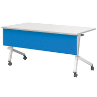 アイリスチトセ　フラップテーブル　平行スタックタイプ　カラー幕板付　ブルー　幅1500×奥行600×高さ700mm　1台　（直送品）