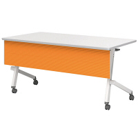 アイリスチトセ　フラップテーブル　平行スタックタイプ　カラー幕板付　オレンジ　幅1500×奥行600×高さ700mm　1台　（直送品）