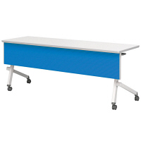 アイリスチトセ　フラップテーブル　平行スタックタイプ　カラー幕板付　ブルー　幅1800×奥行450×高さ700mm　1台　（直送品）