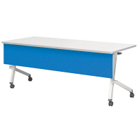 アイリスチトセ　フラップテーブル　平行スタックタイプ　カラー幕板付　ブルー　幅1800×奥行600×高さ700mm　1台　（直送品）