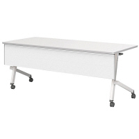 アイリスチトセ　フラップテーブル　平行スタックタイプ　カラー幕板付　ホワイト　幅1800×奥行600×高さ700mm　1台　（直送品）