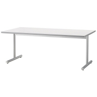 アイリスチトセ　ミーティングテーブル T字脚（メラミン焼付塗装）　ホワイト　幅1800×奥行900×高さ700mm　1台　（直送品）