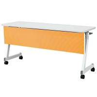 アイリスチトセ　フラップテーブル スタンダードスタックタイプ 樹脂幕板付　オレンジ　幅1500×奥行450×高さ700mm　1台　（直送品）