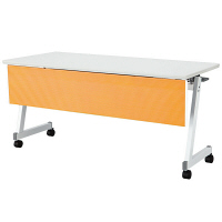 アイリスチトセ　フラップテーブル スタンダードスタックタイプ 樹脂幕板付　オレンジ　幅1500×奥行600×高さ700mm　1台　（直送品）